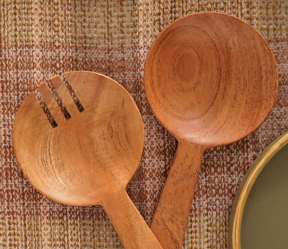 Udaipur Handicrafts Agaja Wooden Salad Ladle Set Of 2