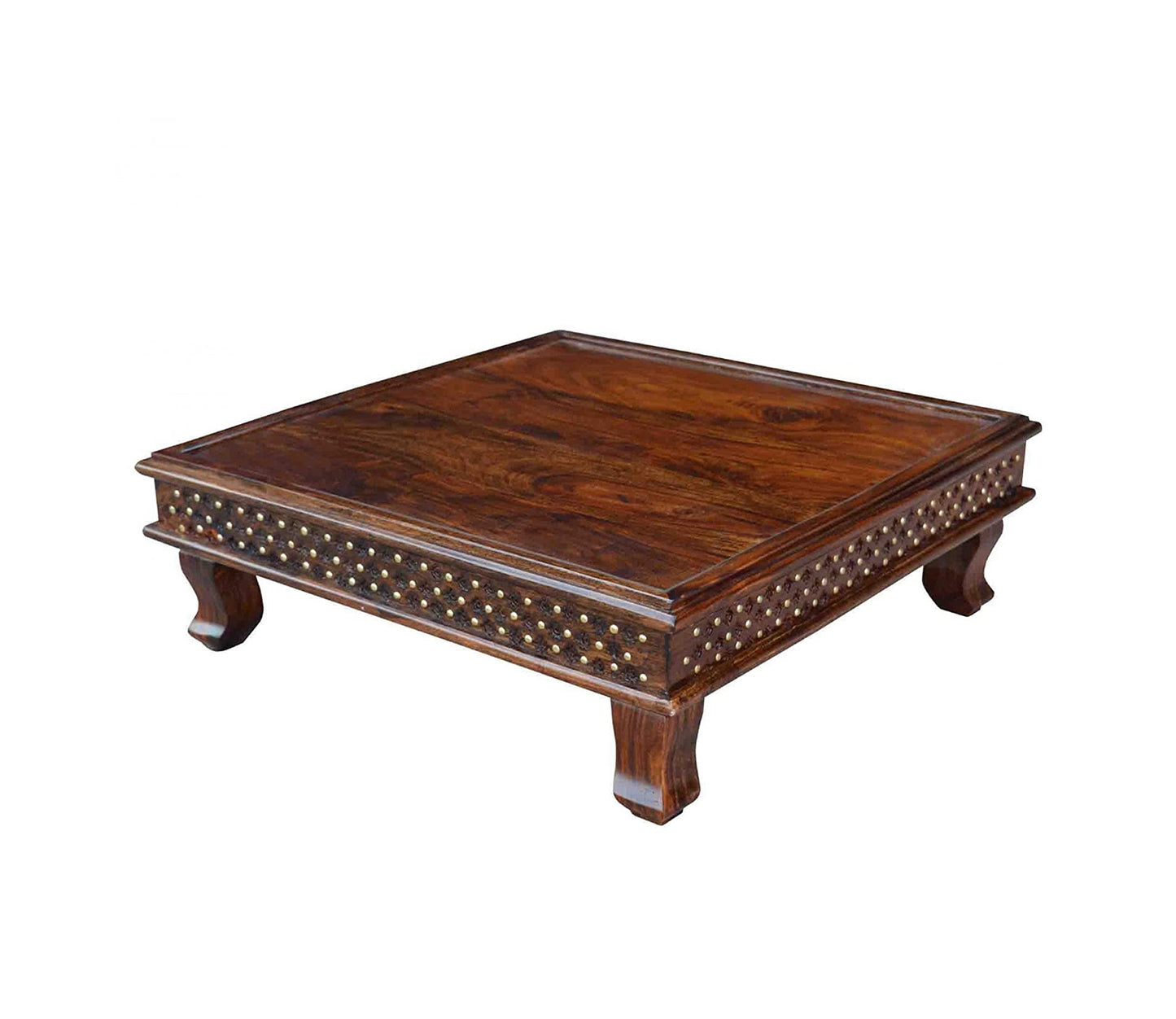 Udaipur Handicrafts Modern Style Brown And Golden Wooden Chowki