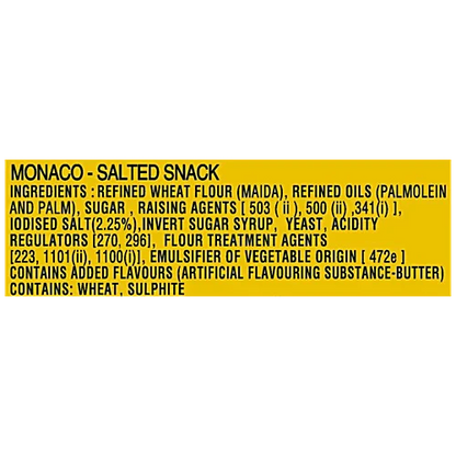 Parle Monaco Biscuit - Classic Regular, Salted Snack, 52.2 g (46.4 + 5.8 g Extra)