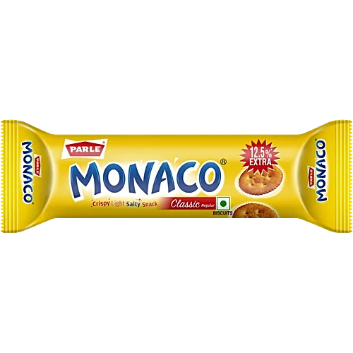 Parle Monaco Biscuit - Classic Regular, Salted Snack, 52.2 g (46.4 + 5.8 g Extra)