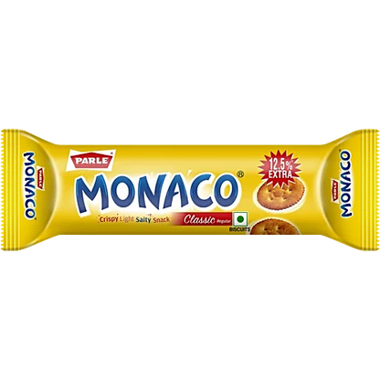 Parle Monaco Biscuit - Classic Regular, Salted Snack, 52.2 g (46.4 + 5.8 g Extra)