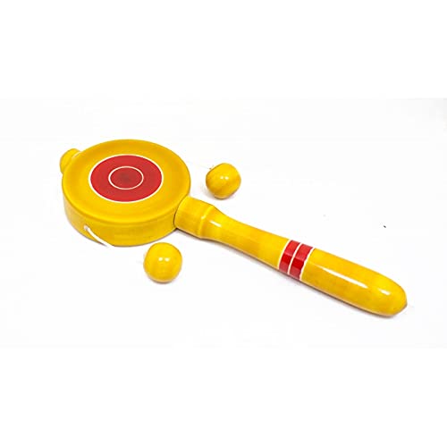 Udaipur HandiCrafts Wooden Baby Rattles Combo Pack Set of 6, Non Toxic Channa Patna Toys - Baby Musical Toys, Teether, Natural Colors, Loud Sound for New Born, Baby, Infants.