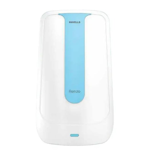 Havells Renzo 3L Instant Water Heater(Geyser)| Temp. Sensing LED Indicator| Rust & Shock Proof Body| ISI Marked|Warranty: 5 year on Inner Tank| High Rise Compatible (White Blue)