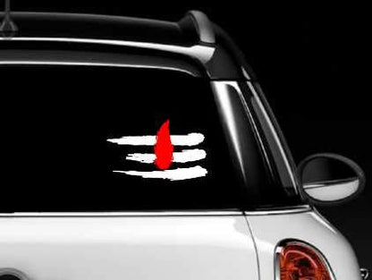 Akshar Arts Bhuwana 45_Mahadev Tilak Car Sticker Vinyl Decal for Car Truck Window Bumper Sticker, Pack of 1, Red and White
