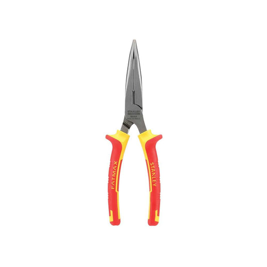 STANLEY FATMAX® 0-84-008 VDE Bent Nose Pliers, 200mm (8"), Ideal For Repair Of Electric Vehicles, Gripping & Manoeuvring Objects, Red and Yellow