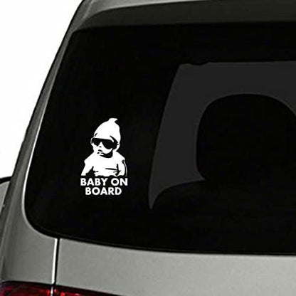 Akshar Arts Bhuwana Car Decorative Stickers – Waterproof & Fade-Proof Sporty Stripe Design for Bonnet, Roof, Doors, and Sides | Easy to Apply Vinyl Wrap (Baby on Board Car Sticker White)