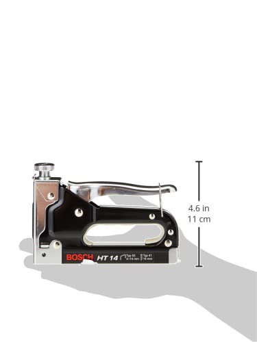 Bosch Professional Handheld Tacker Ht14, Pack Of 1, Suitable For Quick Fixing Of Fabrics, Roofing Felt, Foils, Insulation Materials, Woven Wires And For Light Upholstery Work