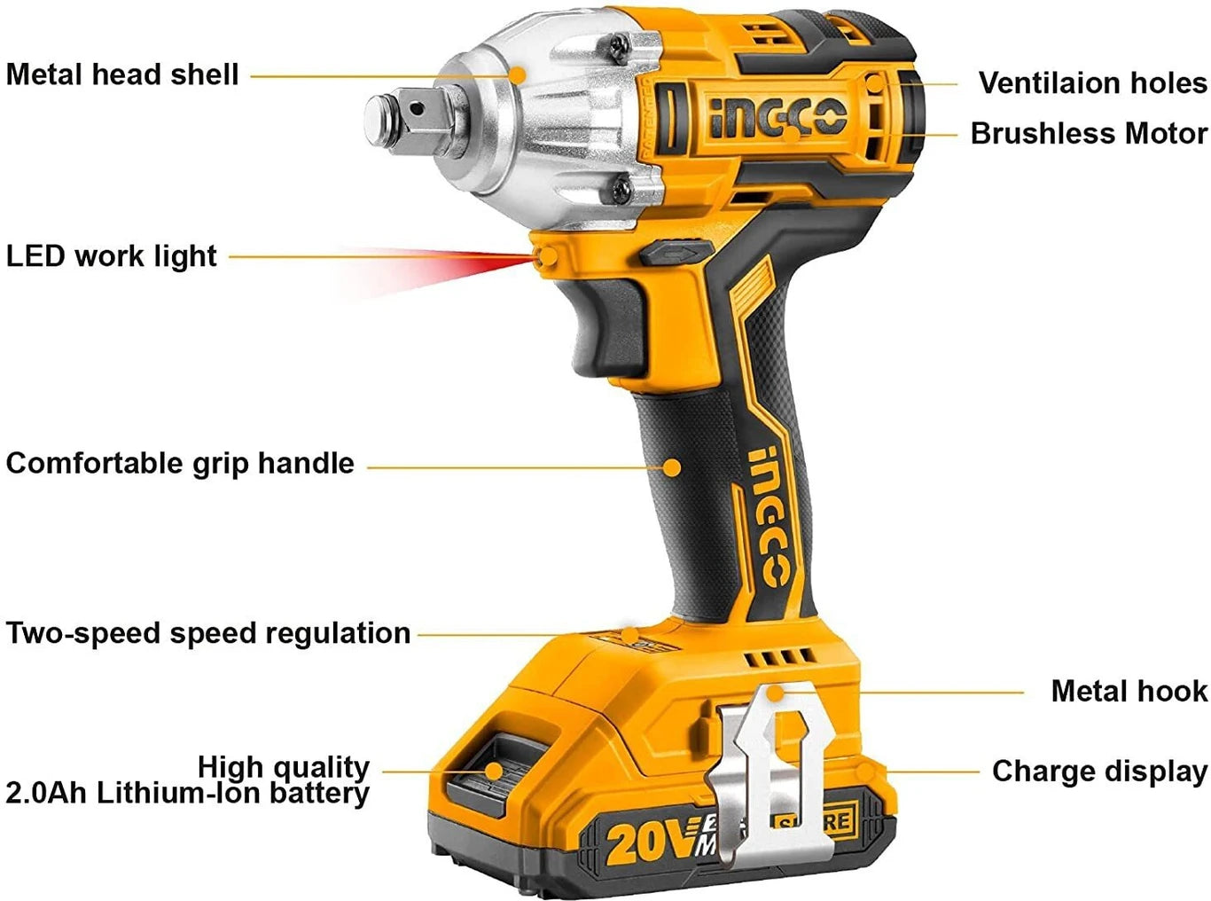 INGCI Lithium-ion impact wrench CIWLI2001