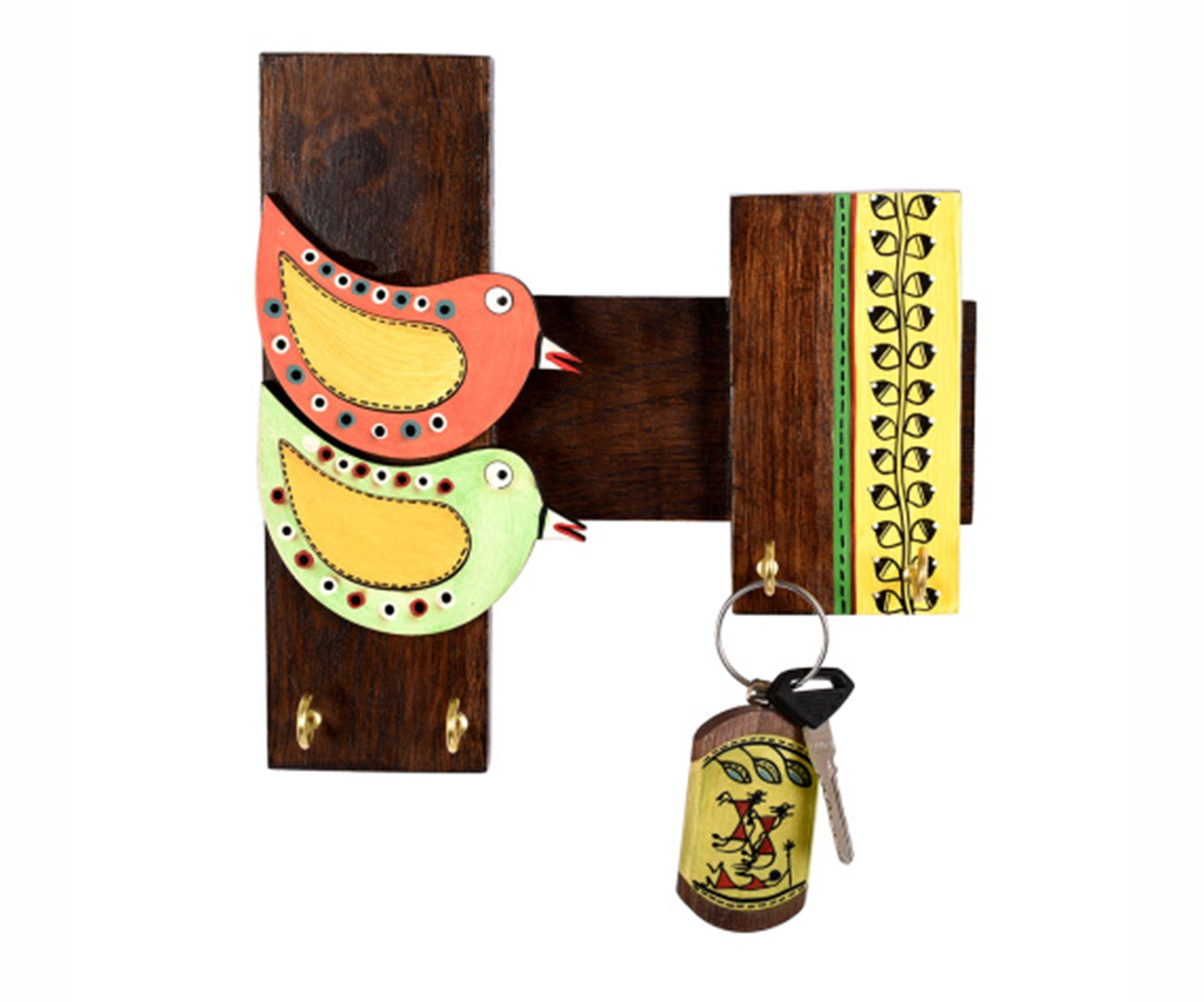 Udaipur Handicrafts Wood  Multicolor Handcrafted Tribal Art Bird Theme Key Holder