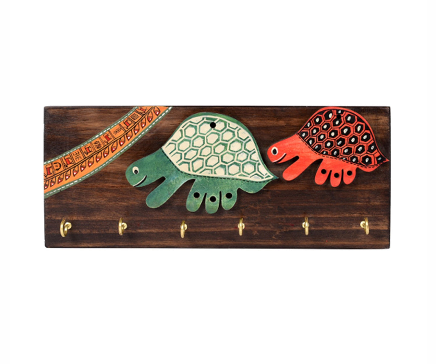 Udaipur Handicrafts Wood 	Multicolor Handcrafted Tribal Art Turtle Key Holder