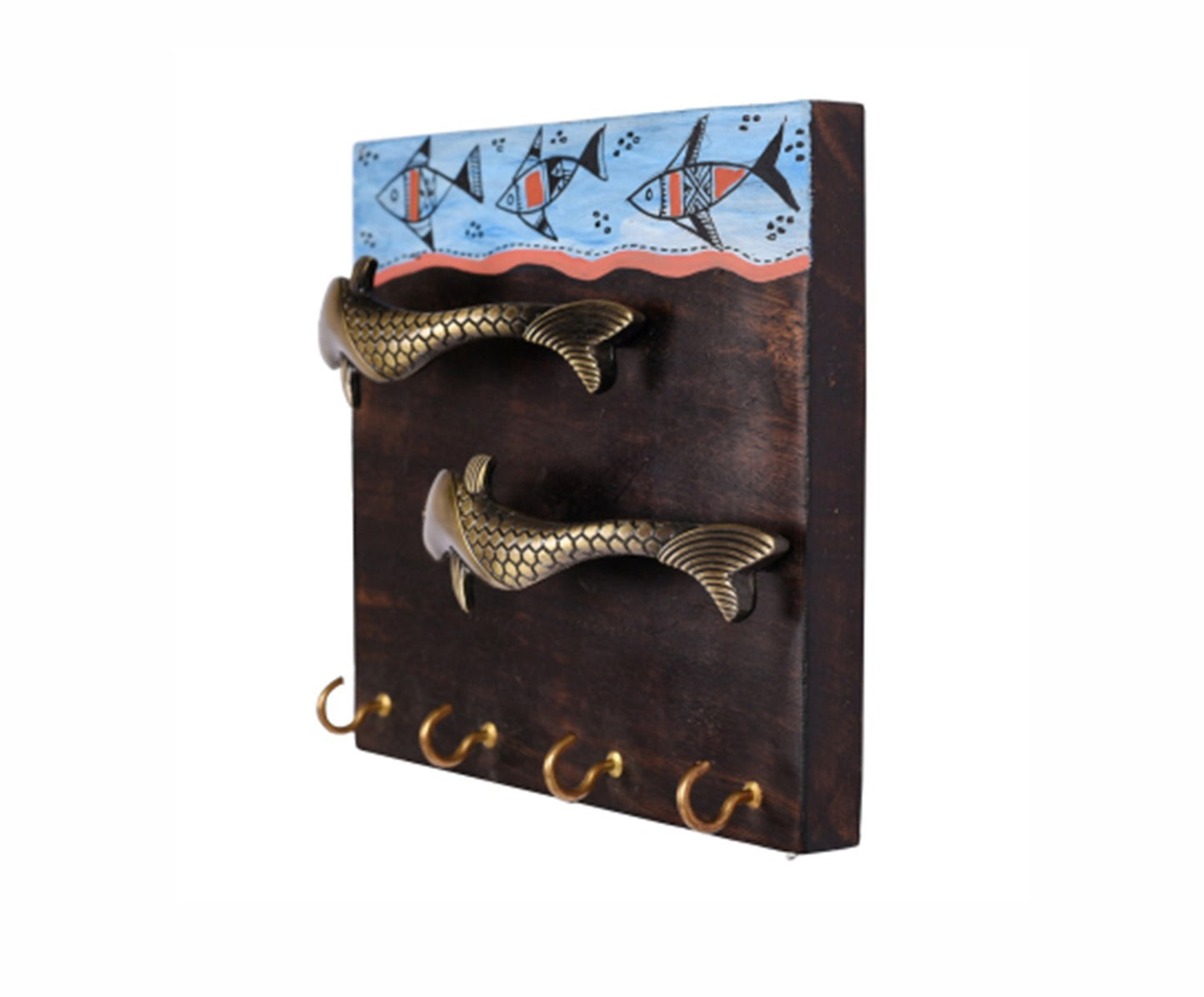Udaipur Handicrafts Wood Fish Design Tribal Art Key Holder