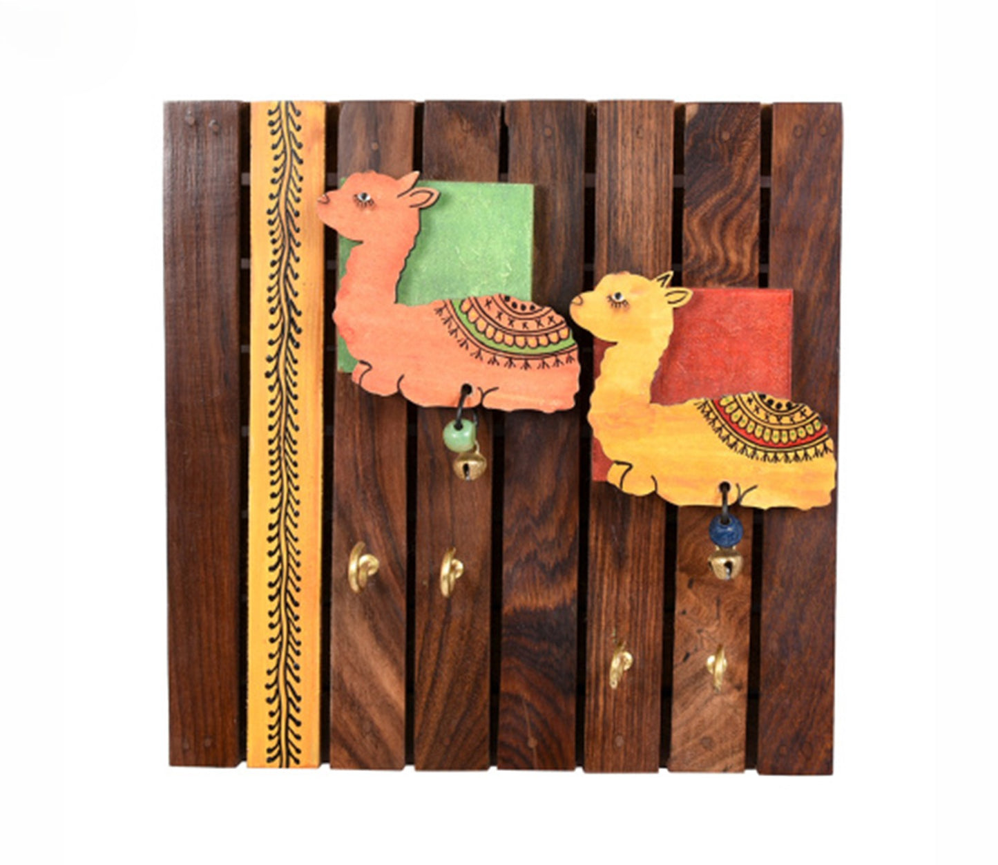 Udaipur Handicrafts Wood  Multicolor Tribal Art Alpaca Theme Key Holder