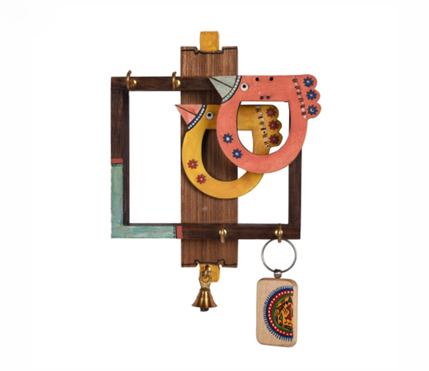 Udaipur Handicrafts Wood Multicolor Bird Design Key Holder