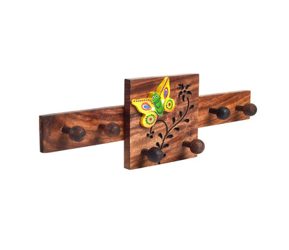Udaipur Handicrafts Butterfly Motif Sheesham Wood  Key Holder