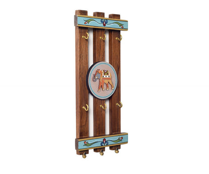Udaipur Handicrafts Wood Elephants Stripped Key Hangers