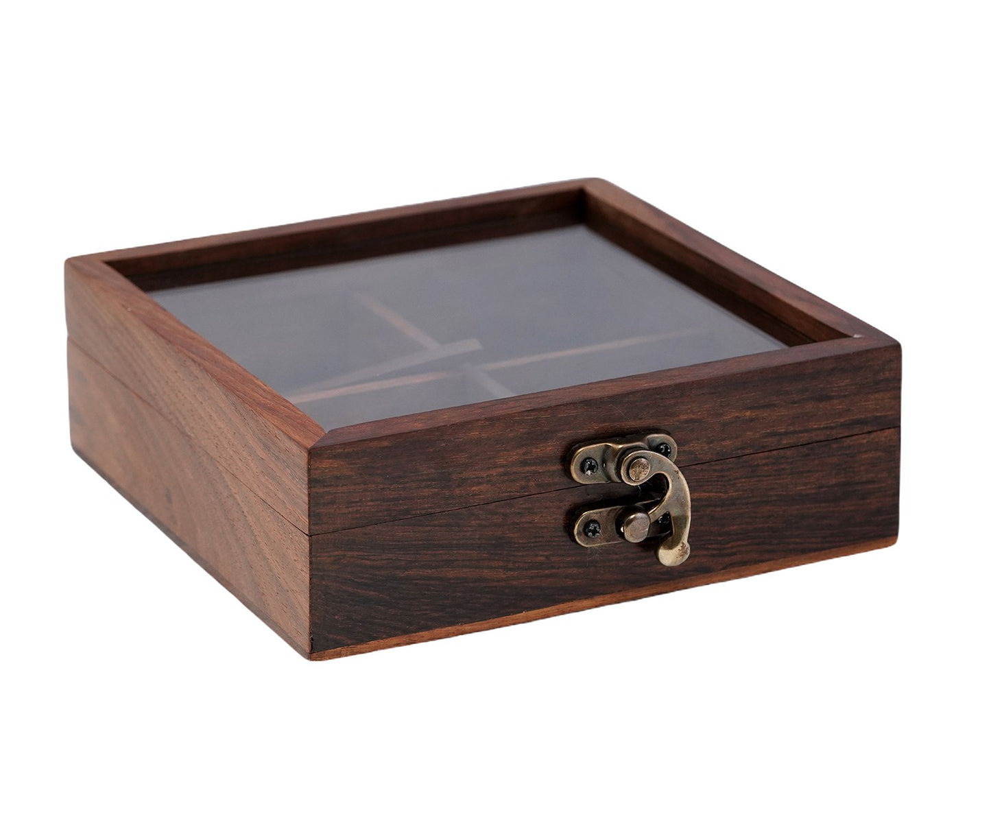 Udaipur Handicrafts Brown Wooden Spice Box With 4 Containers And Spoon