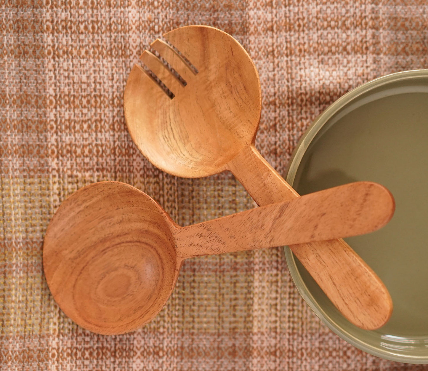 Udaipur Handicrafts Agaja Wooden Salad Ladle Set Of 2