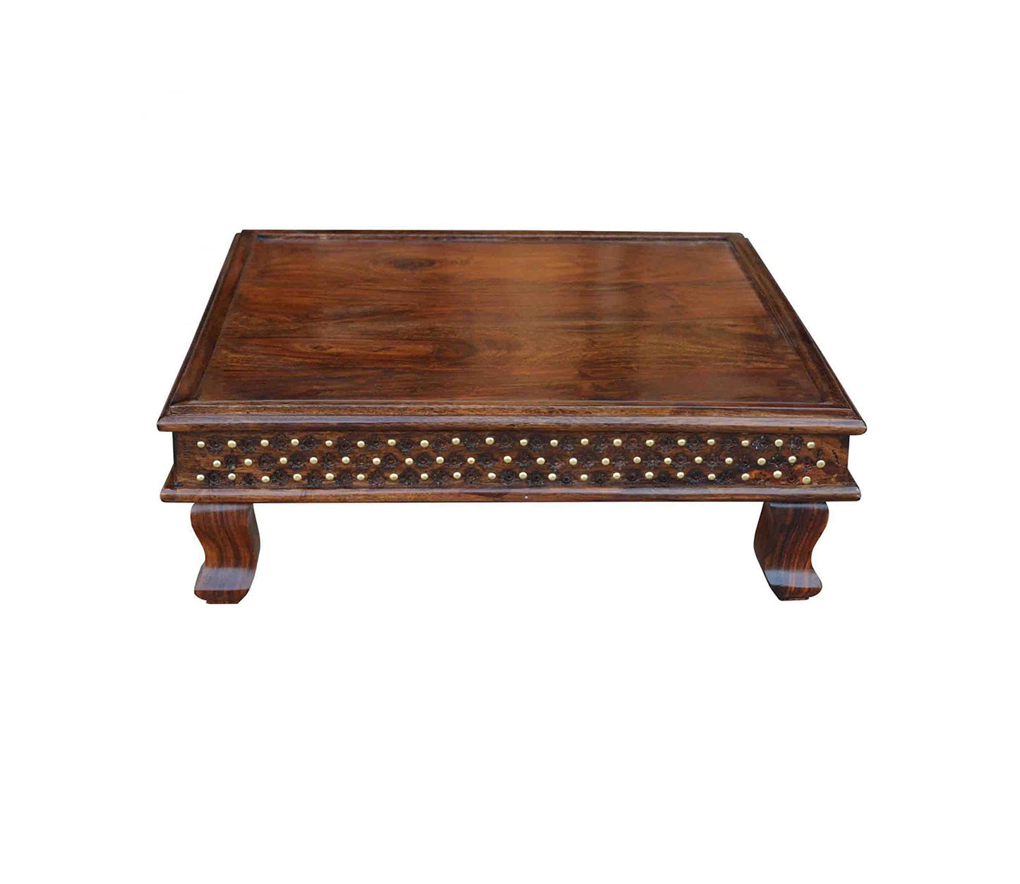 Udaipur Handicrafts Modern Style Brown And Golden Wooden Chowki