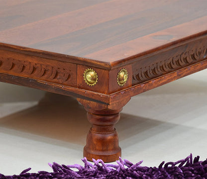 Udaipur Handicrafts Brown And Gold Wooden Chowki