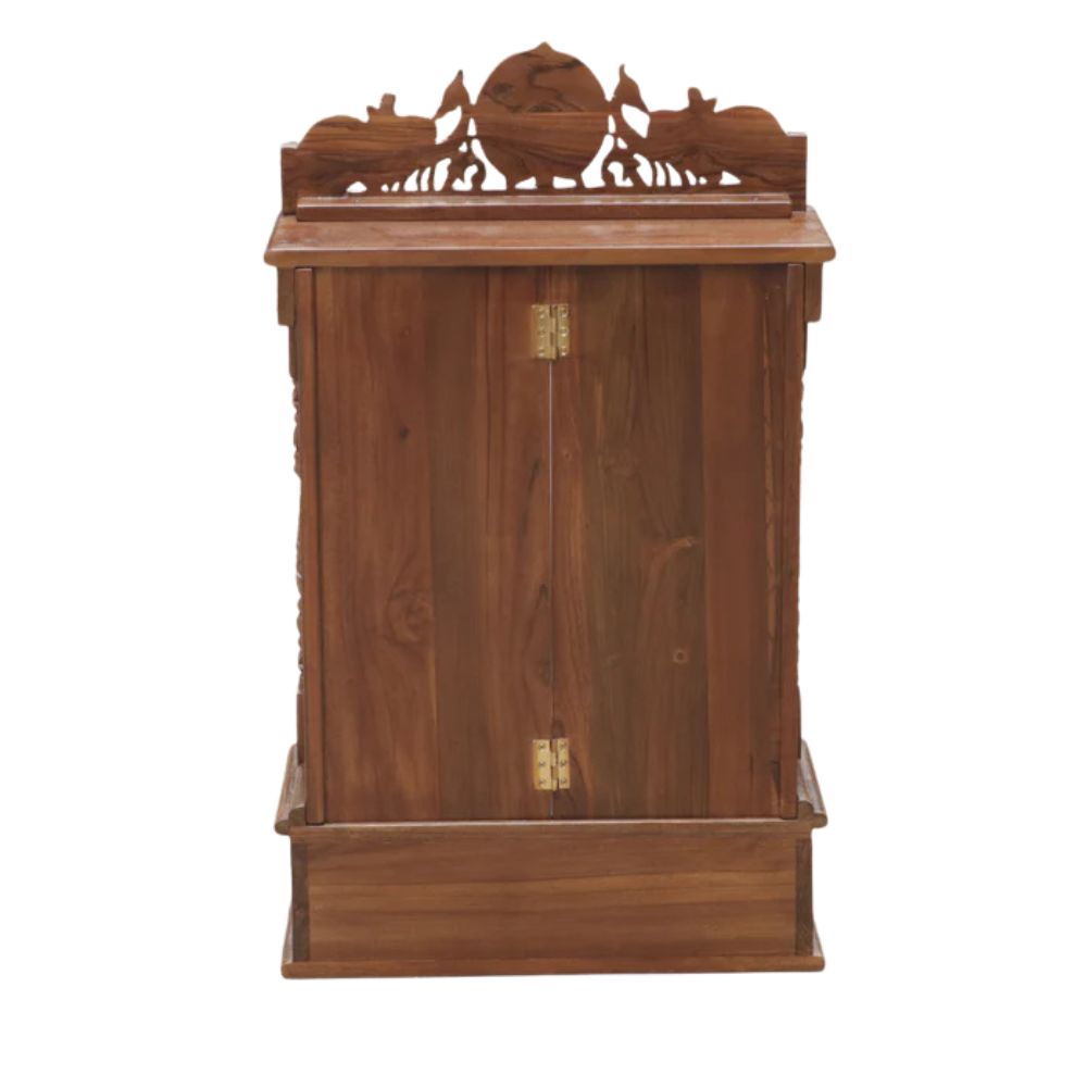 Udaipur Handicrafts Wood and MDF Home Temple Mandir for Home Big Size Temple for Home with Door Pooja Stand for Home Wall Mount (60x30x75 cm,)