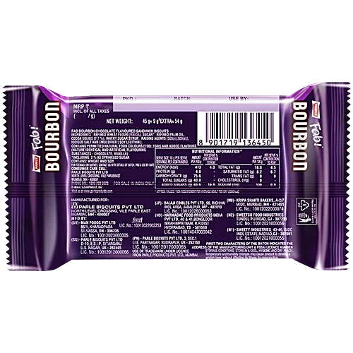 Parle Fab Bourbon Biscuits, 54 g Pouch