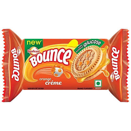 Sunfeast Bounce Biscuits - Orange Creme Cookies, 30 g
