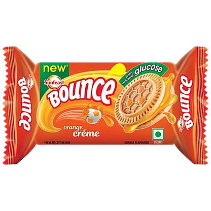 Sunfeast Bounce Biscuits - Orange Creme Cookies, 30 g