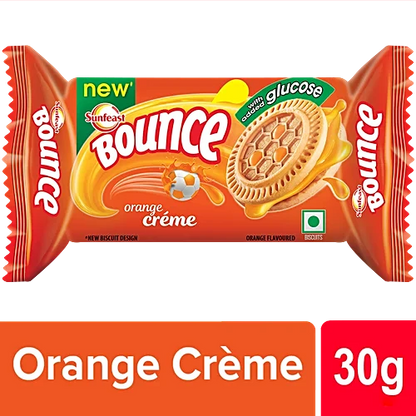 Sunfeast Bounce Biscuits - Orange Creme Cookies, 30 g