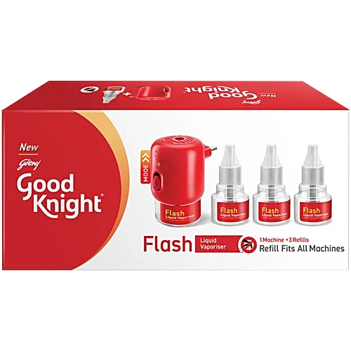 Good Knight Gold Flash Liquid Vapourizer, 45 ml (1 Machine + 3 Refills)