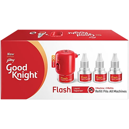 Good Knight Gold Flash Liquid Vapourizer, 45 ml (1 Machine + 3 Refills)