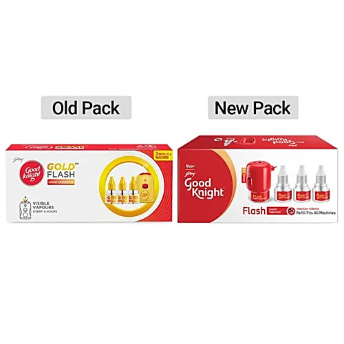 Good Knight Gold Flash Liquid Vapourizer, 45 ml (1 Machine + 3 Refills)