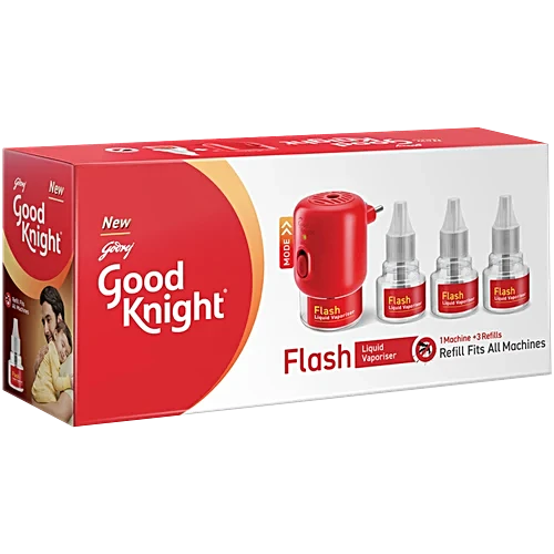 Good Knight Gold Flash Liquid Vapourizer, 45 ml (1 Machine + 3 Refills)