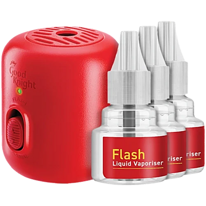 Good Knight Gold Flash Liquid Vapourizer, 45 ml (1 Machine + 3 Refills)
