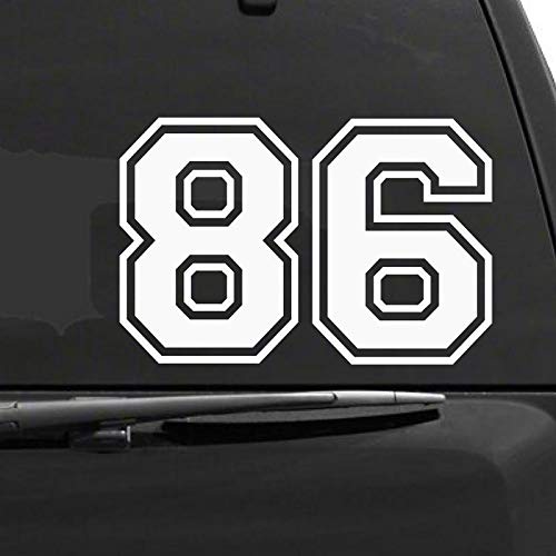 Akshar Arts Bhuwana 86 Numbers Car Decal car Sticker for Back Mirror car Stickers Standard Size for All car(White)