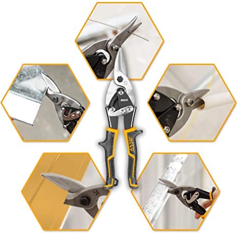 INGCO Aviation Snip Set - Left, Right, Straight Cut for Sheet Metal Cutting - Pliers Nippers With Comfortable Grips - HTSNK0110