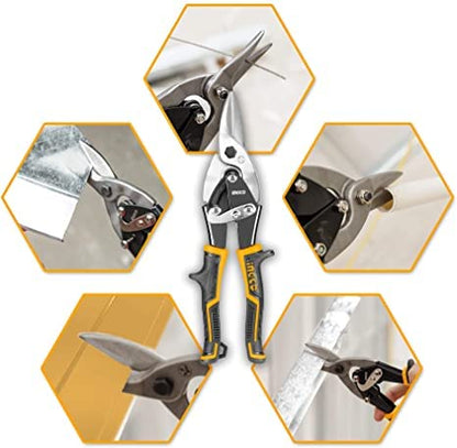 INGCO Aviation Snip Set - Left, Right, Straight Cut for Sheet Metal Cutting - Pliers Nippers With Comfortable Grips - HTSNK0110