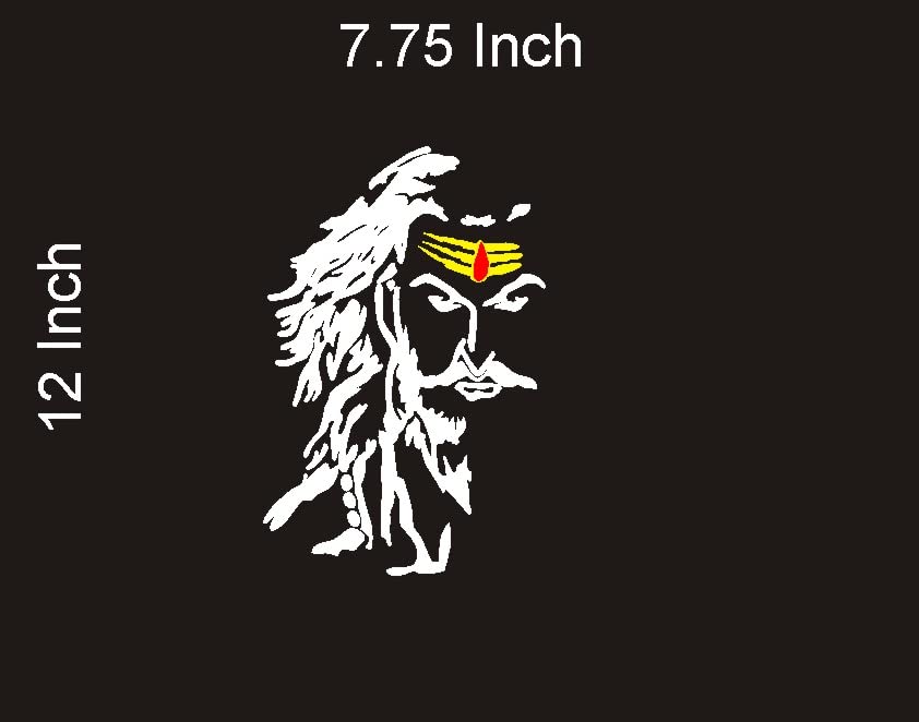 Akshar Arts Bhuwana Mahadev Face Har Har Mahadev Shiva Lord Shiv (Radium Reflective and Water Proof) 12X7.75 Inch Car Size