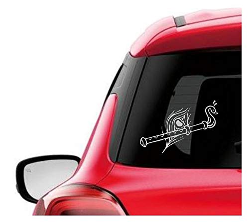 Akshar Arts Bhuwana Krishna Flute Wall Car Glass Glossy Vinyl Sticker 7 x 3.5 Inches Silver
