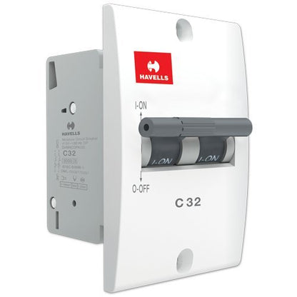 Havells DHMNCDPA032 PVC Plastic 32A DP C Mini MCB (White)