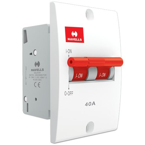 Havells DHMNIDPX040 PVC Plastic 40A DP Switch Disconnector Mini MCB (White)