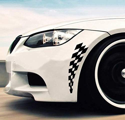 Akshar Arts Bhuwana  2 PCS Car Bumper Sticker Exterior for Front Back Checkered Flag Decals L X H 30 X 11 Cms (Black)(Vinyl)