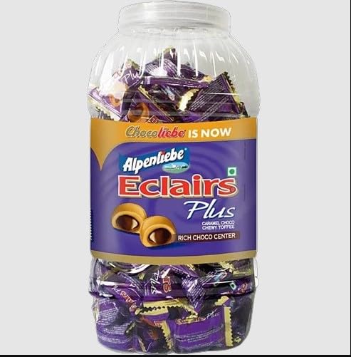 MESHWA ENTERPRISE Alpenliebe Eclairs Plus Caramel Choco Chewy Toffee with Rich Choco Centre, Jar