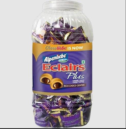 MESHWA ENTERPRISE Alpenliebe Eclairs Plus Caramel Choco Chewy Toffee with Rich Choco Centre, Jar