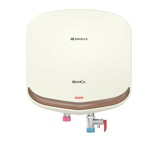 Havells Bianca 3 Litre Instant Water Heater(Geyser)| Bi Color LED Indicator| Glass Coated Anti-Rust Tank| Heavy Duty 3 Pin moulded Plug Top| Warranty: 5 Year on Inner Tank (Ivory Champagne Gold)