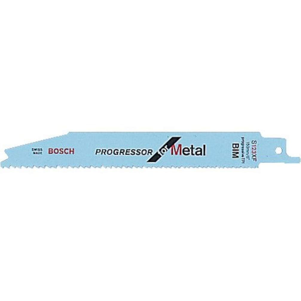 Bosch Professional Reciprocating Saw Blades, For Metal, S123Xf, Blade Length 150Mm, For Regular-Strength Steel Pipes And Profiles Of Wall Thickness From 1Mm To 8Mm, Pack Of 5
