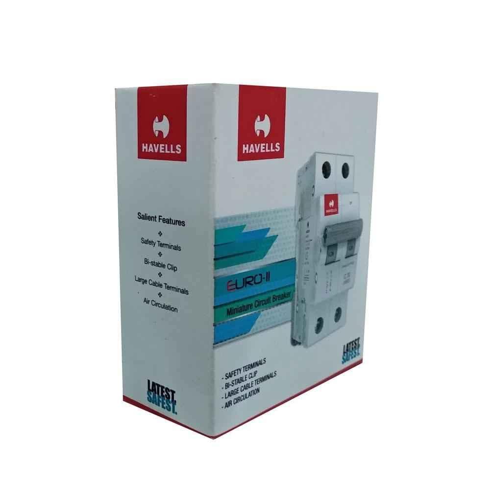 Havells Euro-II 10A Double Pole C Curve MCB, DHMGCDPF010