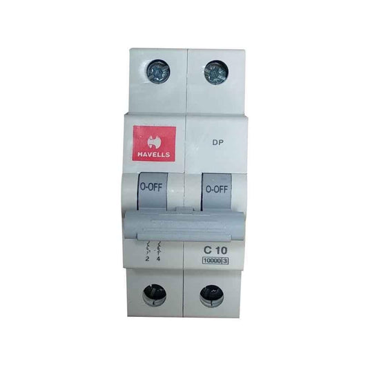 Havells Euro-II 10A Double Pole C Curve MCB, DHMGCDPF010