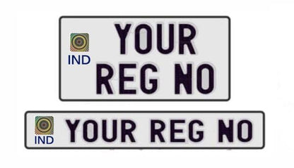 Akshar Arts Bhuwana Bike Number Plate Set, Front and Back Vehicle Registration Plates, IND Style with Embossed Letters, Non-HSRP, No Serial Number