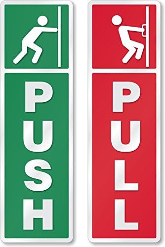Akshar Arts Bhuwana Self Adhesive Push and Pull Sign Stickers For Glass, Wood, or Metal Doors | Easy to Apply, Design for Home, Office, Business (Set of 4)