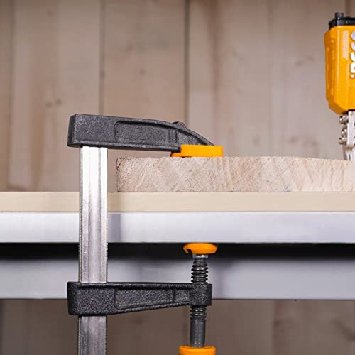 INGCO F Clamps (50x150mm), Steel f clamp with Rubberized Handle and Surface Protection PVC Cover for Better Grip Metal F Clamps for Woodworking Glass and Welding Works